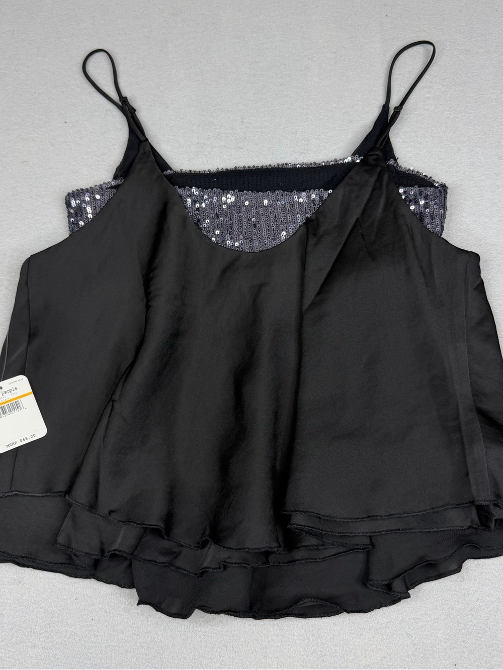 Free People Turn It On Sequin Layered Cami Tank Black NWT Women’s Small